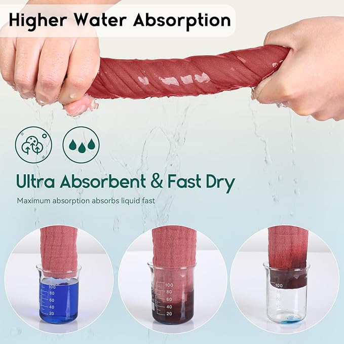 Muslin Baby Washcloths 6 Pack, 100% Cotton Wash Cloths for Babies, Large 12''X12'' Burp Cloths Absorbent and Soft for Newborn Infants Kids Boys Girls - Gradient Pink