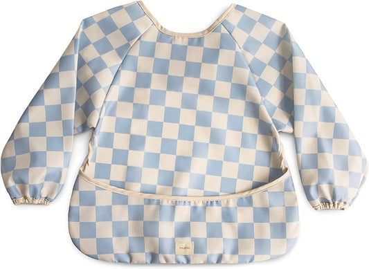 mushie Long Sleeve Baby Bib | Water Resistant Adjustable Fit for Ages 6-24 Months