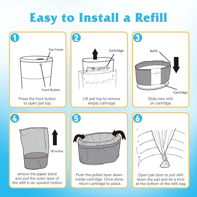 10 Pack Diaper Pail Refill Bags Compatible with Dekor Classic Diaper Pail, 40% Extra Length Refills Holds up to 6400 Diapers, Thickened Multi-layer Odor Control Diaper Bags (Baby Scent)