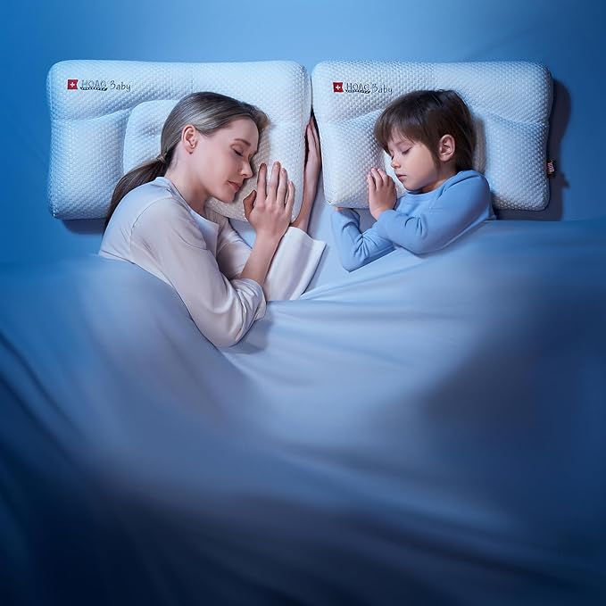 Toddler Pillow with Pillowcase, Breathable & Cozy Machine Washable Kids Pillow with Pillowcase, 21.6x13.8 Ergonomic Children Pillow for Boys and Girls Aged 3-8 (Blue, Height 2)