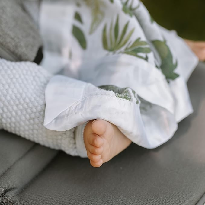 Little Unicorn Security Blankets 3 Pack | 100% Cotton Muslin with Satin Border| Super Soft and Breathable | Baby, Infant, Toddler | Lovey for Boys and Girls | Tropical Leaf