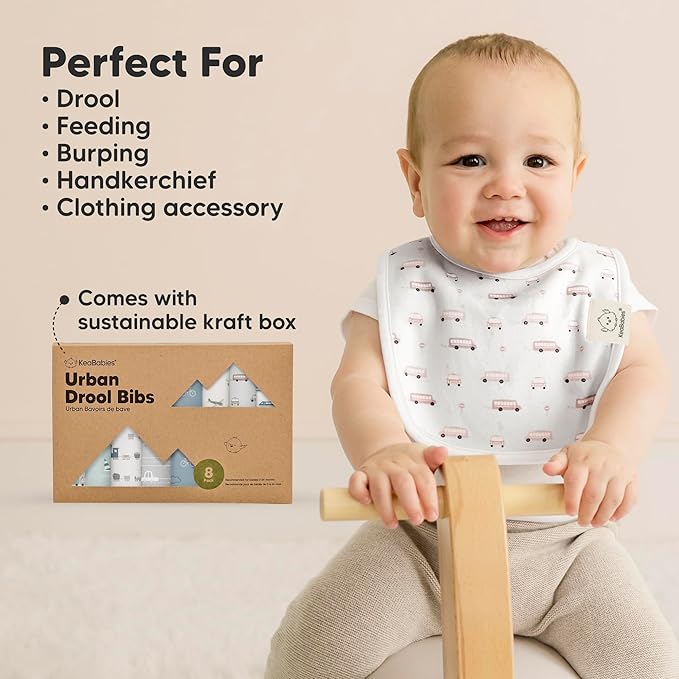 8-Pack Organic Baby Bibs for Boys, Girls - Soft Cotton Drooling and Teething Bibs for Baby Girl & Boy, Extra Absorbent, Easy To Clean & Put On for Toddler, Newborn, Infant 0-24 Months (Vessels)