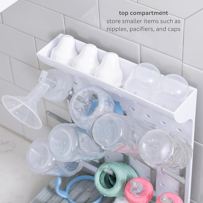 Baby Bottle Drying Rack – Large Vertical Bottle Dryer for 15 Bottles, Space-Saving Countertop Rack for Baby Bottles & Accessories, Compact Holder for Newborn Essentials