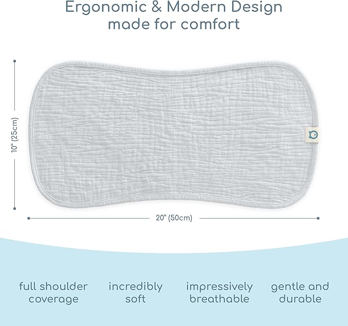 Muslin Burp Cloths Set, 6 Pieces, 100% Organic Cotton Hand Washcloths for Baby Boys and Girls Extra Absorbent and Soft Burping Rags (Grey - Solid Color)