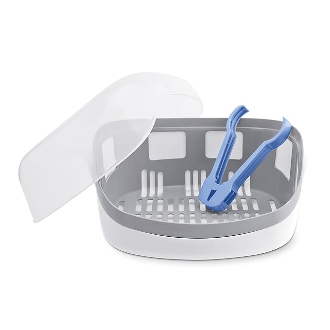 Microwave Steam Sterilizer - Removes 99.9% of Dirt Quickly and Naturally with The Power of steam, White/Grey