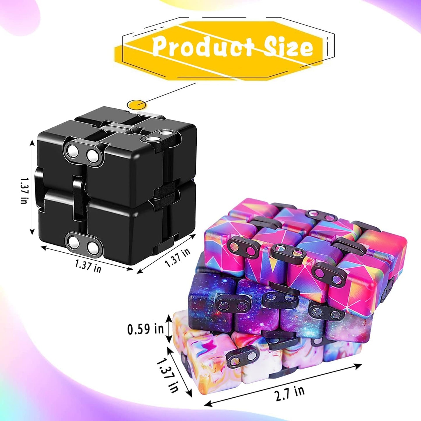 1 Packs Infinity Cube Toy Stress Relieving Fidgeting Game for Kids and Adults,Cute Mini Unique Gadget Anxiety Relief Kill Time Magic Puzzle Flip ADD, ADHD, Killing