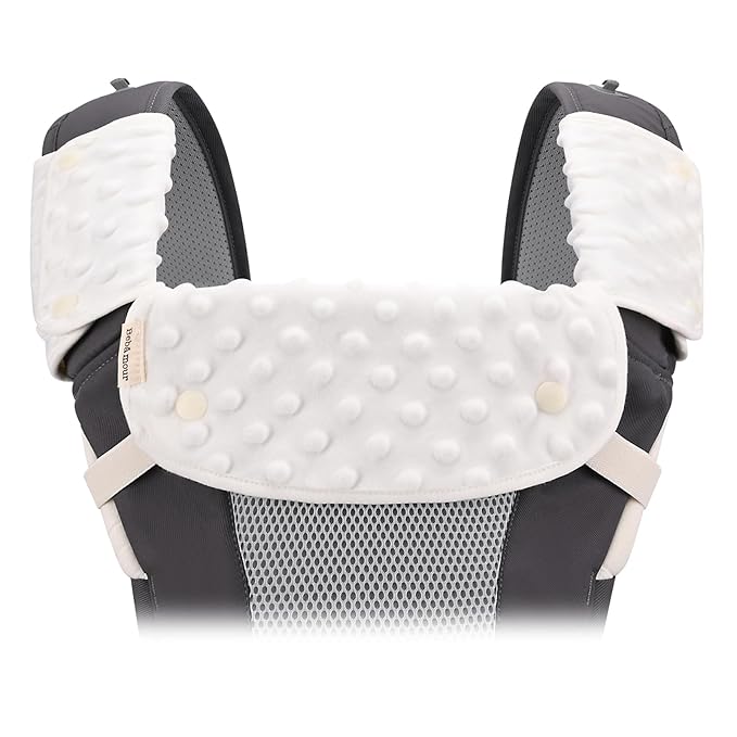 Bebamour Drool and Teething Reversible Cotton Pad For All Carry Positions Baby Carrier White Drool Bib For Boys & Girls (New Pink Flower)