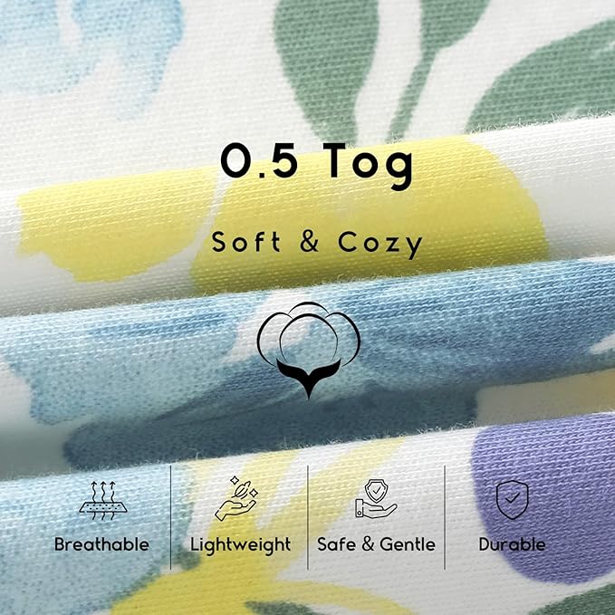 Yoofoss Baby Sleep Sack 18-24 Months 0.5 Tog Wearable Blanket for Baby, 3 Pack 100% Organic Cotton Infant Toddler Sleeping Sack 2-Way Zipper Lightweight Sleep Sack