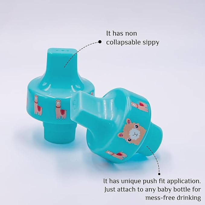 Refresh-a-Baby Reusable Bottle Top Spout Adapter – Reusable, Easily Convert Any Bottle into a Spill-Proof Sippy – Perfect for Travel & Everyday Use, BPA-Free, Dishwasher Safe - Pack of 2 (Llama)