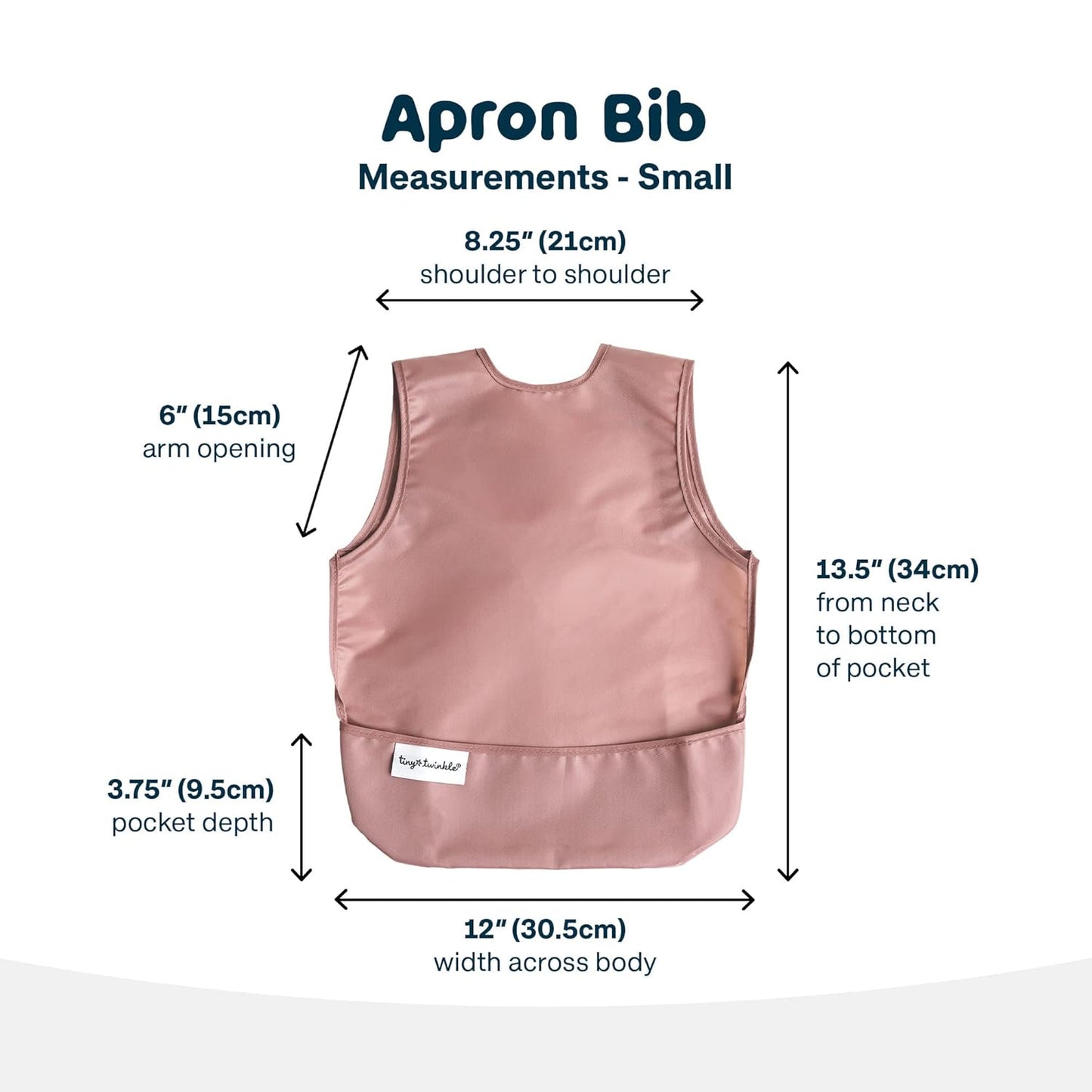 Tiny Twinkle Mess Proof Apron Bibs - 2 Pack Waterproof & Lightweight Baby Bibs for Led Weaning | 100% Recycled Polyester, Easy Clean & Machine Washable (Taupe Dandelion,Small 6-24 Months)