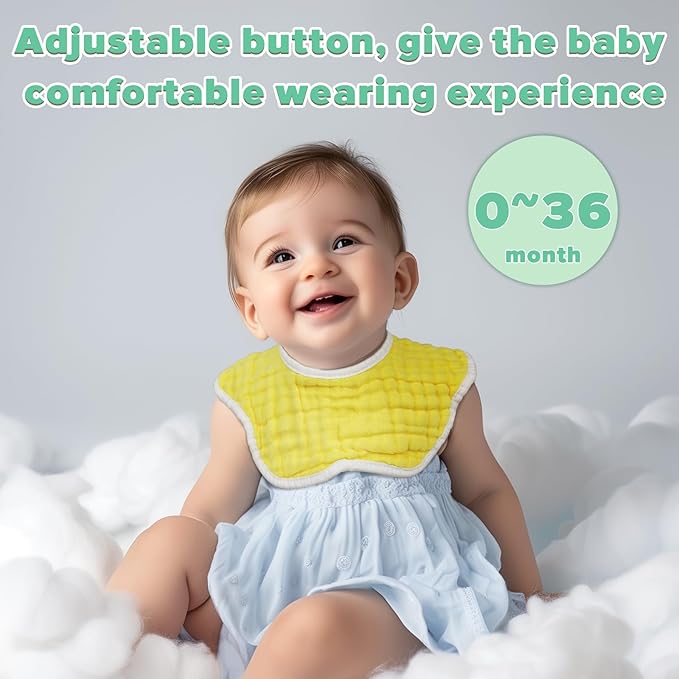 Baby Bibs Muslin Bibs 8 Pack for Drooling and Teething for Unisex Girls Boys