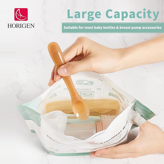 6 Bags Microwave Bottle Bags,Reusable Microwave Steam Bags(20 Uses Per Bag),Large Portable Travel Microwaves Bags for Pump Parts,Baby Bottle,Pacifiers