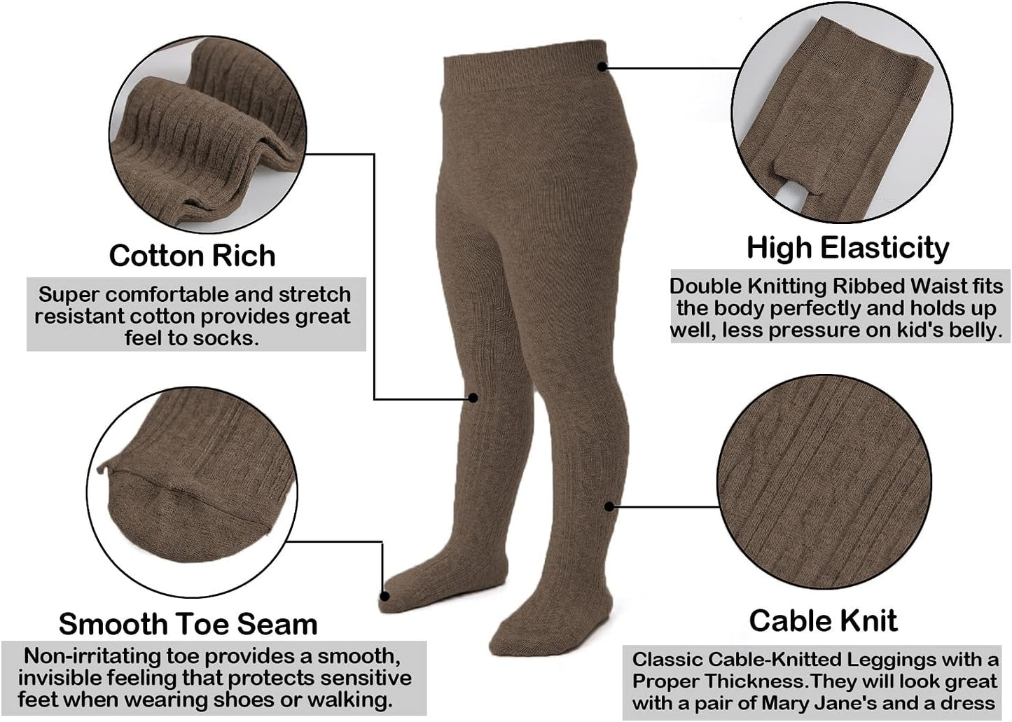 EPEIUS Baby Girl Tights Thick Cable Knit Leggings Stockings Cotton Pantyhose for Newborn Infant Toddler 3/4/5/6 Pack