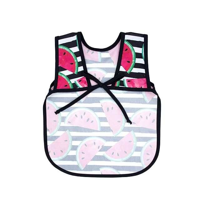 BapronBaby Watermelon Stripes Bapron - No Neck Tie Safer Bib for Baby & Toddler - Soft Waterproof Stain Resistant - Machine Washable - Sz Preschool 3-5yrs