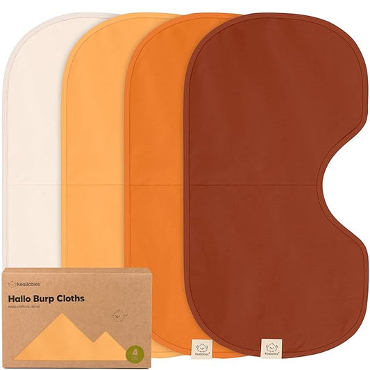 KeaBabies 4-Pack Baby Burp Cloths Baby Girl, Boy - Organic Cotton Burp Cloth, Extra Large, Absorbent, Soft Burping Cloths & Bibs Set for Babies, Newborn Burp Clothes, Thick Burp Ragss (Sahara)