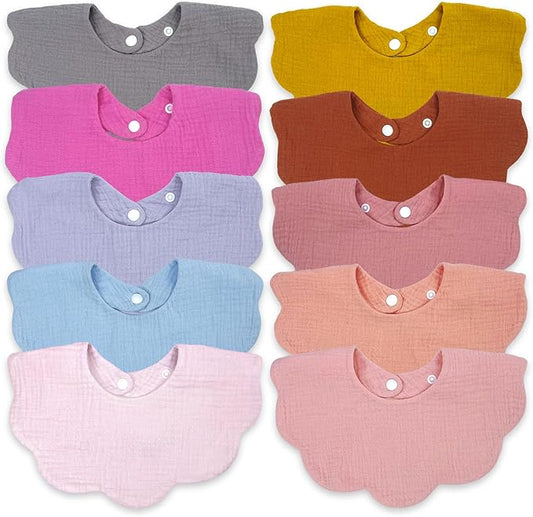 Baby Bibs Muslin Bibs for Baby Girl Boy for Drooling and Teething 10 Pack