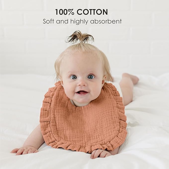 Baby Muslin Bibs Bandana Drool Bibs for Unisex Boys & Girls, Soft and Absorbent Cotton Teething Drooling Bib Set for Newborn Toddler