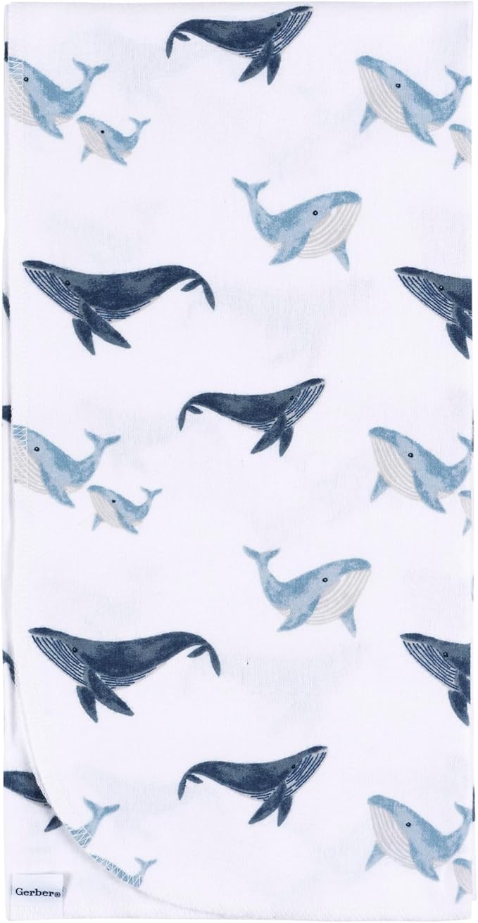 Gerber Unisex Baby 100% Cotton Flannel Receiving Blankets 30x30 Inches (Pack of 4), Coastal Calm, One Size