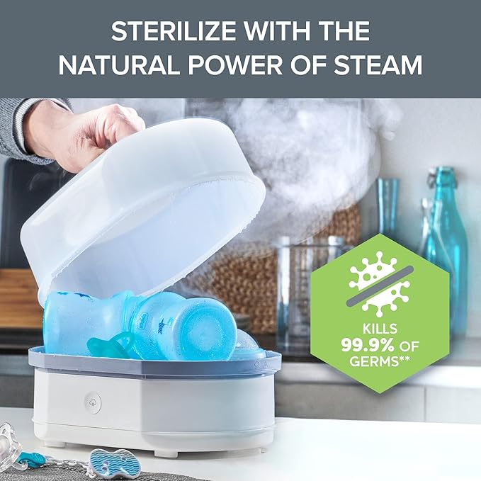 Chicco 3-in-1 Modular Electric Steam Sterilizer for Baby Bottles, Feeding Accessories, and More | Eliminates 99.9% of Germs | 3 Configurations | Automatic Shut-Off and Quiet Operation