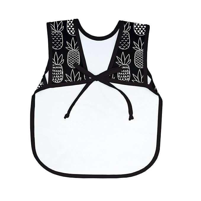BapronBaby Pineapple Monochrome Bapron - No Neck Tie Safer Bib for Baby & Toddler - Soft Waterproof Stain Resistant - Machine Washable - Sz Baby/Toddler 6m-3T