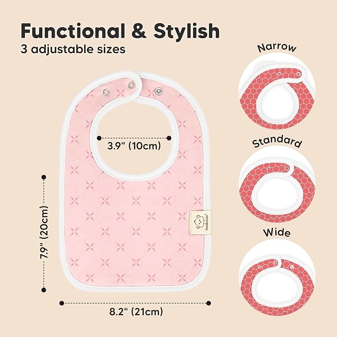 KeaBabies 8-Pack Organic Baby Bibs for Boys, Girls - Super Absorbent Cotton Drool Bibs for Baby Girl & Boy, Teething Toddler, Drooling Newborn, Ultra Soft & Machine Washable (Blush)