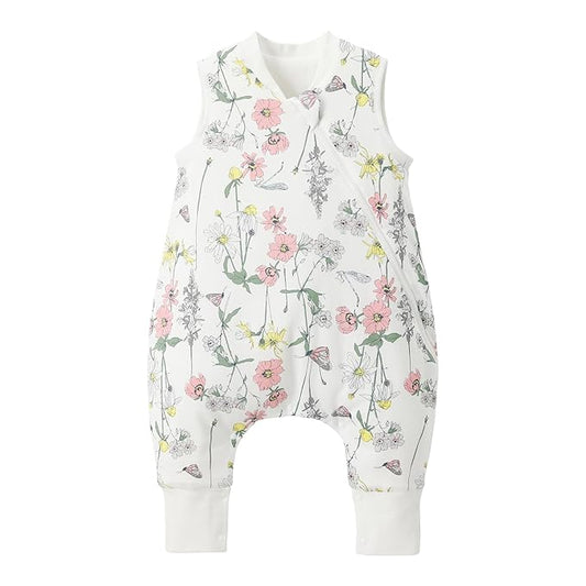 Duomiaomiao 1.5 TOG Toddler Sleep Sack 6-12 Months 100% Cotton Four Season Side Open Zipper Baby Sleep Sack with Feet, Breathable Toddler Wearable Blanket