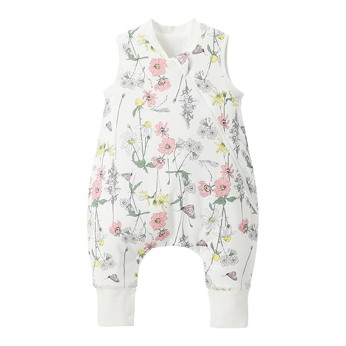 Duomiaomiao 1.5 TOG Toddler Sleep Sack 36-48 Months 100% Cotton Four Season Side Open Zipper Baby Sleep Sack with Feet, Breathable Toddler Wearable Blanket