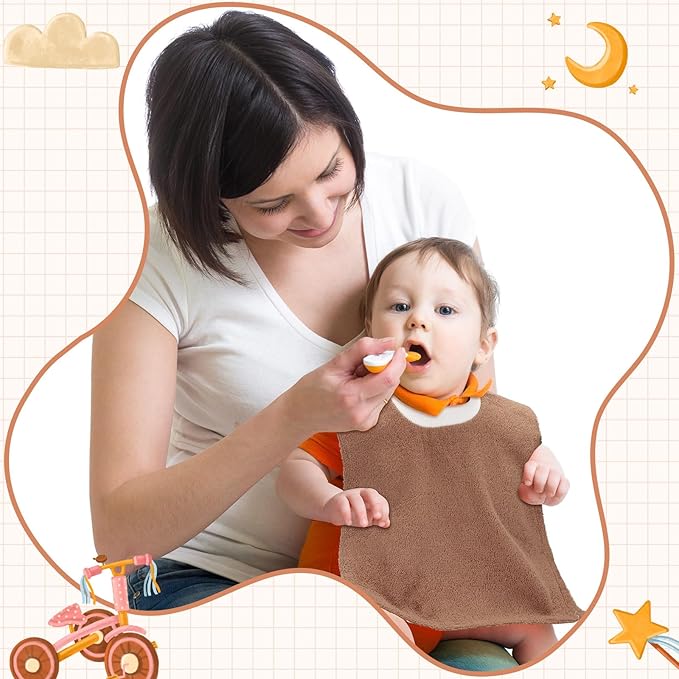 Foaincore 6 Pcs Pullover Baby Bibs Cotton Terry Toddler Absorbent Infant for Feeding and Drooling Towel Slip on Bib(Warm Color)