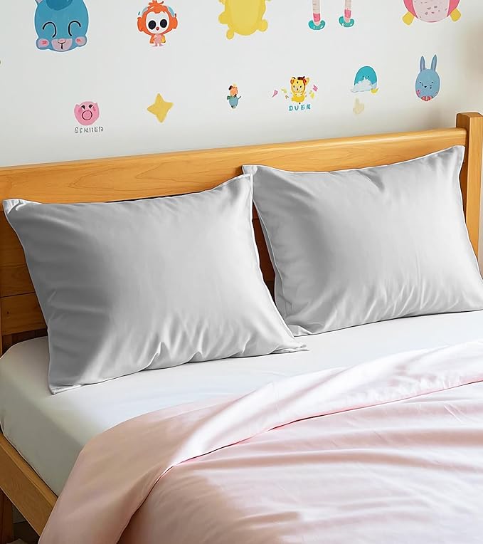 Deep Dream Toddler Pillowcases for 13x18 Pillow 2 Pack, 100% Cotton Travel Pillow Case Cover, 600 Thread Count Cotton Pillow Covers, Soft & Breathable Small Pillow Cases Envelope Closure, Light Grey