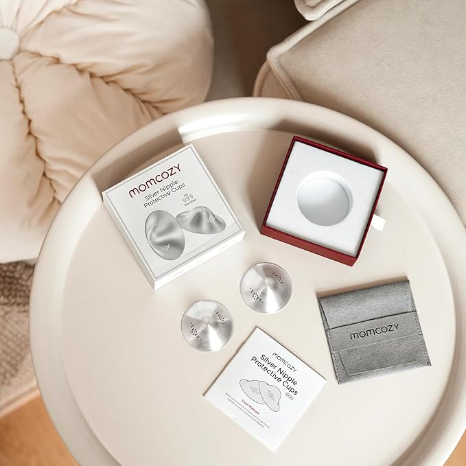 Momcozy 999 Silver Nursing Cups Original Perforated Breathable Design, Breastfeeding Essential, Nipple Shield for Nursing Newborn, XL Size