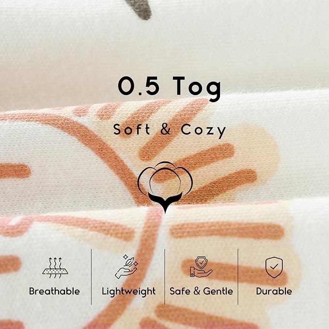 Yoofoss Baby Sleep Sack 6-12 Months 0.5 Tog Wearable Blanket for Baby, 3 Pack 100% Organic Cotton Infant Toddler Sleeping Sack 2-Way Zipper Lightweight Sleep Sack