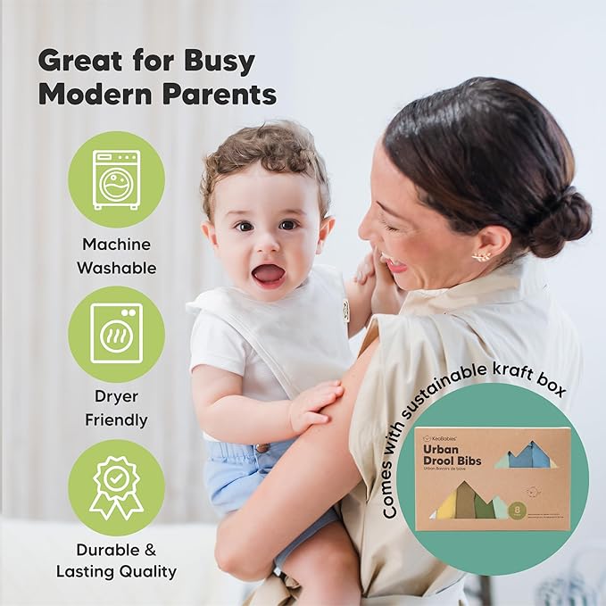 8-Pack Organic Baby Bibs for Boys, Girls - Soft Cotton Drooling and Teething Bibs for Baby Girl & Boy, Extra Absorbent, Easy To Clean & Put On for Toddler, Newborn, Infant 0-24 Months (Daybreak)