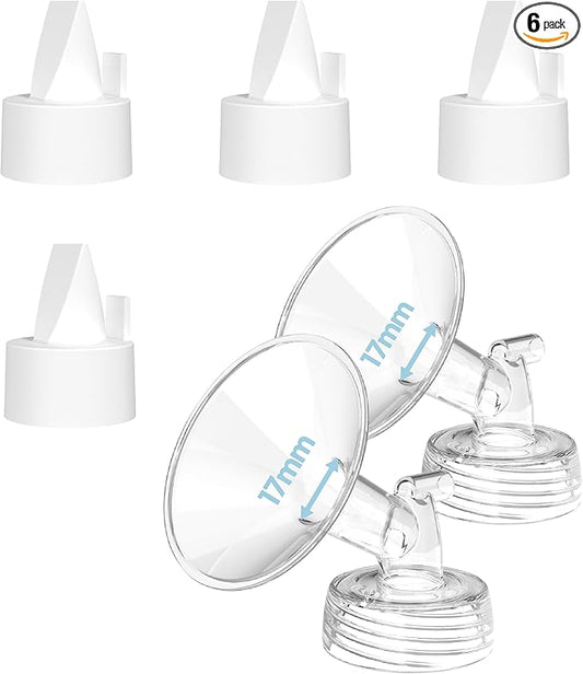 Flange Inserts for Spectra, Spectra Replacement Pump Parts for S1/S2/9 Plus, Not Original Accessories, Breast Pump Parts Include 2-Pack 17MM Flanges and 4-Pack Duckbill Valves