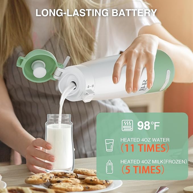 Portable Milk Warmer for Travel – Dual Heating Modes for Breast Milk & Water, Portable Bottle Warmer with Fast Heating & Long Battery Life, 12 oz Large Capacity to Meet Your One-Day Needs