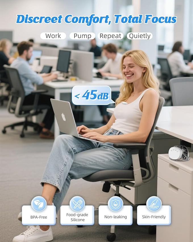 ANWIKE Hands Free Breast Pump Ultra-Light 230g, Wearable Breastfeeding Pump Portable for Travel and Work, Low Noise, Ergonomic 135° Flange, 9 Levels 4 Modes with 19/21mm Flange Inserts (White 2 Pack)