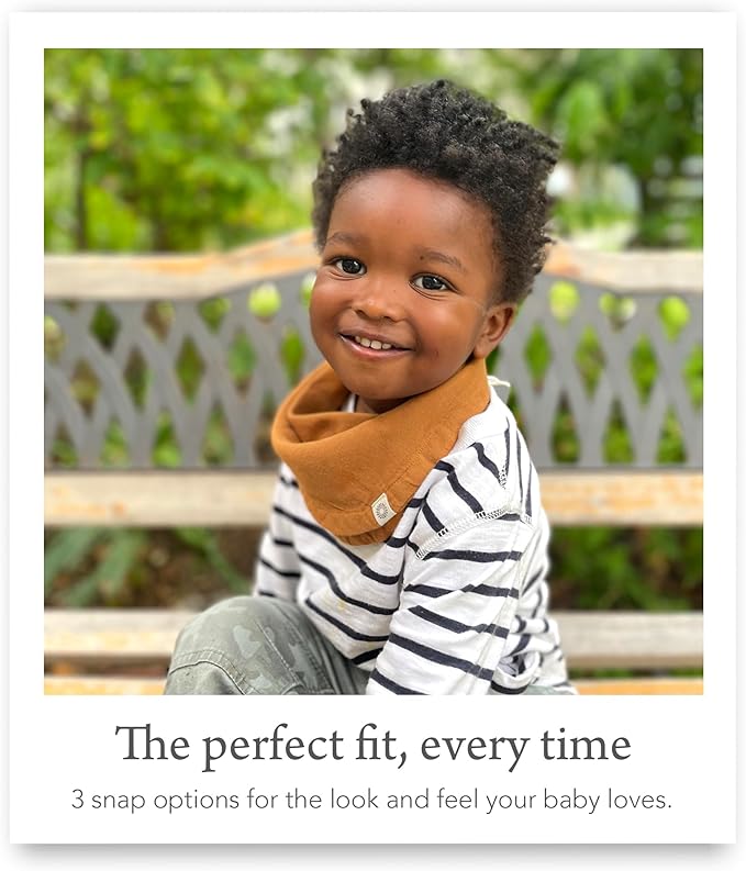 Kishu Baby Indi - Fairtrade Organic Baby Bibs for Girls or Boys - Rounded, 4-Way Reversible, 8 Layer Muslin Drool Bibs