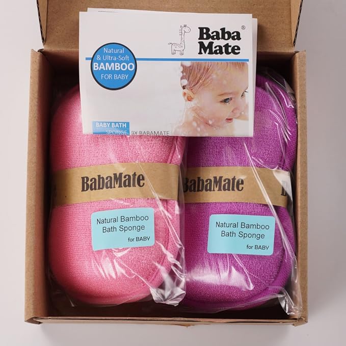 Baby Bath Sponge - Ultra Soft Baby Sponge for Bathing - Kids Bath Sponges for Infants, Toddler Bath Time, 2 Count (1 Pack) - Pink Violet
