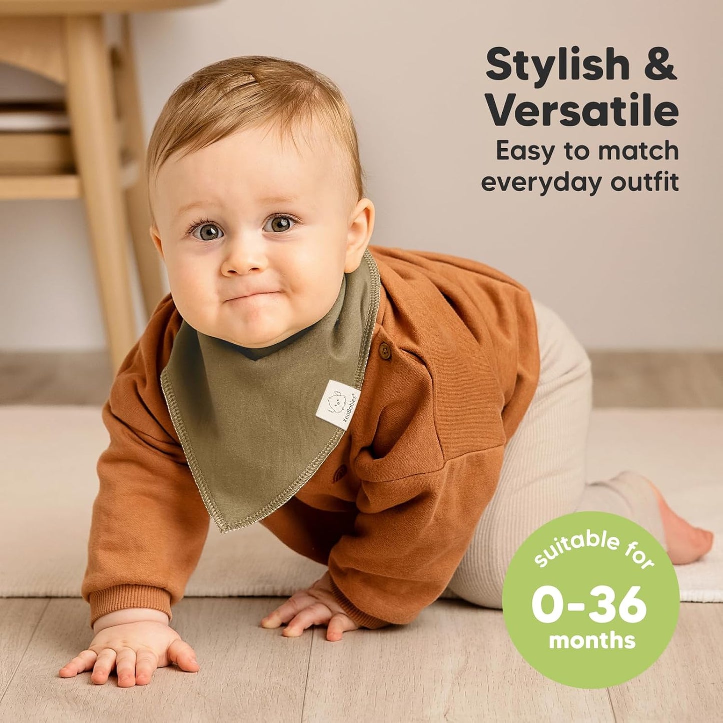 8-Pack Organic Baby Bandana Bibs for Boys, Girls - Super Absorbent Triangle Baby Bibs for Drooling and Teething Infant, 100% Cotton Extra Soft for Newborn, Infant 0-36 Months (Daybreak)