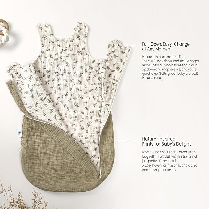 lulumoon Sleep Sack Muslin for Baby: Cotton Wearable Blanket for 9-15 Months - Soft Lightweight Ideal for Nursery Lounge Nighttime Naptime 12-18 Months