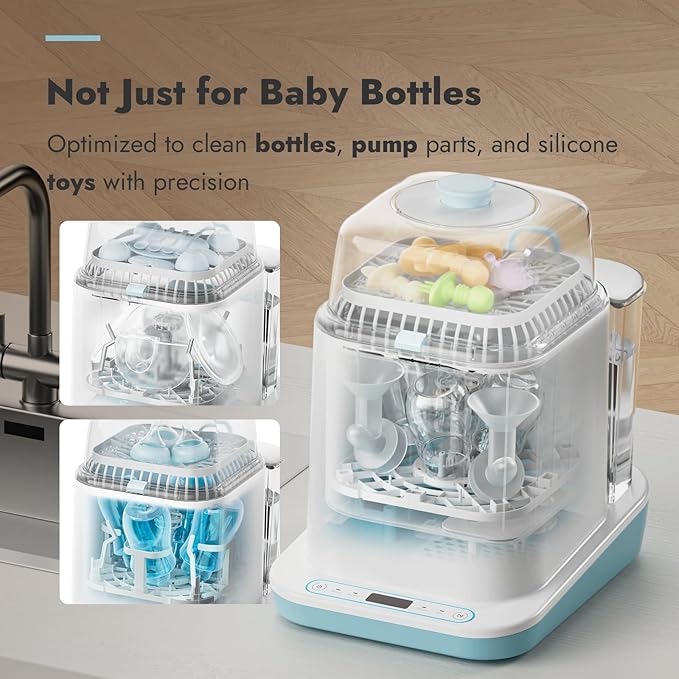 Papablic Bottle Washer Pro, Bottle Washer & Sterilizer & Dryer, 4-in-1 Bottle Washer Sanitizer for Bottles, Pump Parts, C-Section& Baby Essentials - Quick & Clean with 60 Detergent Tablets
