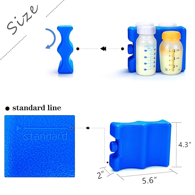 Luxja Reusable Ice Packs for Breastmilk Storage (Pack of 2), Breastmilk Bottle Ice Packs for Breastfeeding Working Mom (Fit for 4-5 Ounce), Blue