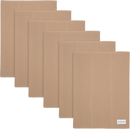 Comfy Cubs Baby Burp Cloths Set (Pack of 6) - Large, 6-Layer, Ultra Absorbent 100% Cotton for Infant Spit-Up, Drool, and Messes - Soft, Gentle, Thoughtful New Born Baby Gifts, Cedar