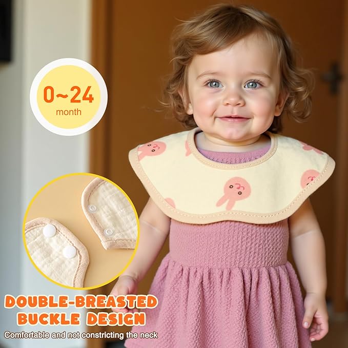 EllieHouse Baby Bibs for Girls Boys 8 Pack Muslin Drool Teeth Drooling Teething Bibs Muslin Cotton for Toddler Infant