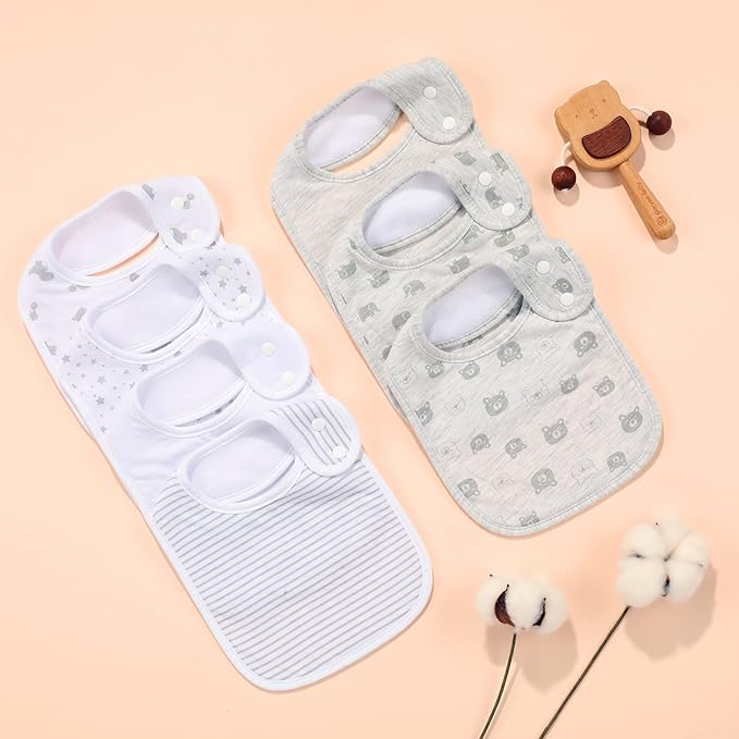 7 Pack Baby Cotton Absorbent Bibs for Drooling Teething