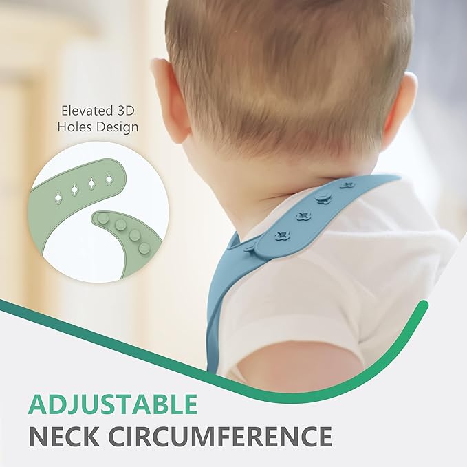 Cuddle Campus Set of 3 Silicone Bibs for Babies & Toddlers,Soft Adjustable Bibs with Pocket Food Catcher for Baby Girl,Boy