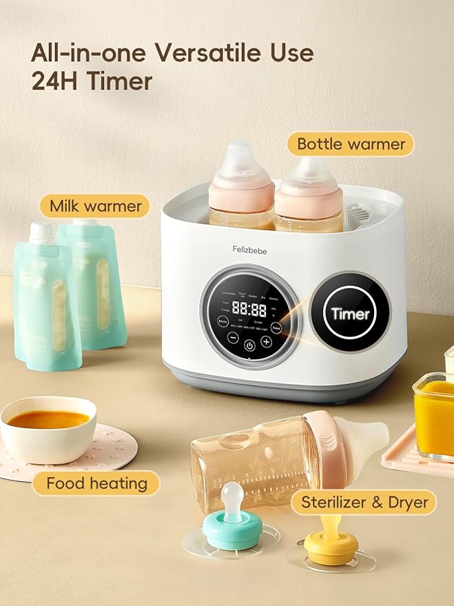 Bottle Sterilizer and Dryer, with Breastmilk Warmer, Large Capacity Baby Bottle Steam Sterilizer and Dryer for Baby Bottles, Pacifiers, Pump Parts, Touch Screen & Auto-Off, Premium Quality (Cream)
