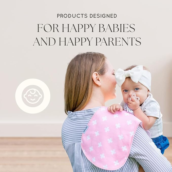 Dodo Babies 5-Pack Baby Burp Cloths - Soft & Absorbent Cotton Burp Cloths are Newborn Essentials Must Haves - Includes Pacifier Case and 2 Pacifier Clips - Colors: Pink, Grey, and Black