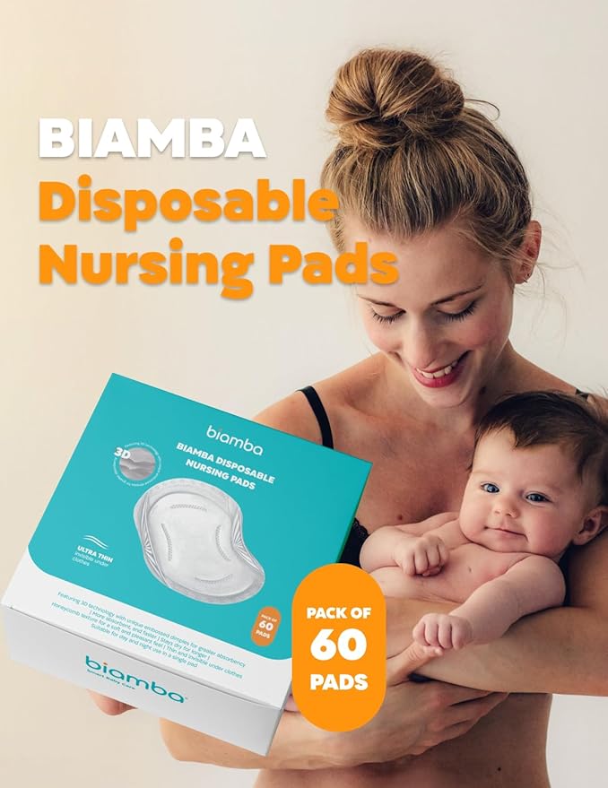 60-Pack Disposable Nursing Pads for Breastfeeding - Ultra Thin Breast Pads for Leaking Milk Disposable with 3D Absorption & Leak Protection, Individually Wrapped, Day & Night Nursing Essentials