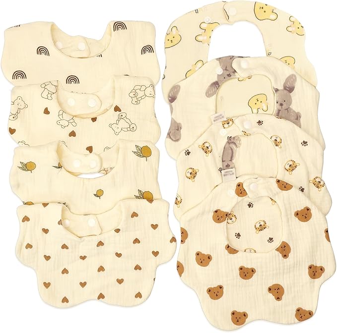 Muslin Baby Bibs for Drooling and Teething Newborn Drool Bibs for Baby Girl Boy