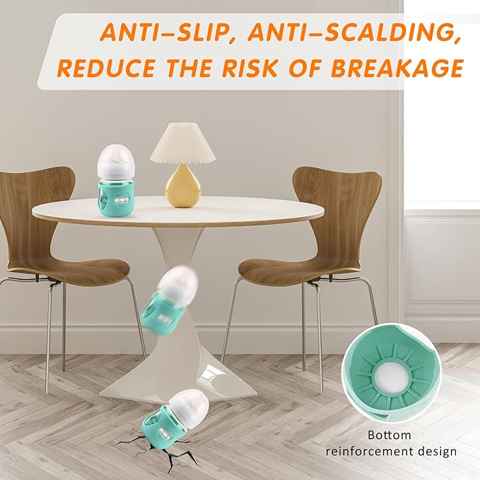 Silicone Sleeves for Avent Glass Natural Baby Bottle,3 Pack Bottles Shatter Proof Bottle Covers,Anti Flow Holder Compatible Baby Bottle 4 oz, BPA Free (Grey+Blue+Green)